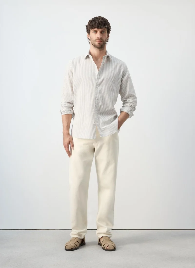 Mango Man  Cotton linen-blend regular-fit shirt for Men | Best Price UAE
