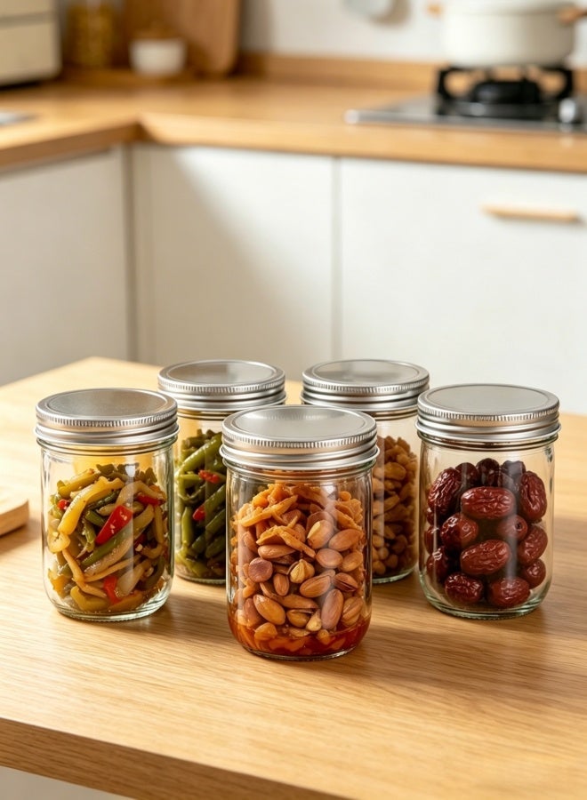 nihao 330ml Glass Jars with Lids, Set of 6 + Accessories - Airtight Food Storage Containers for Spices, Herbs & Dry Goods - Image 2