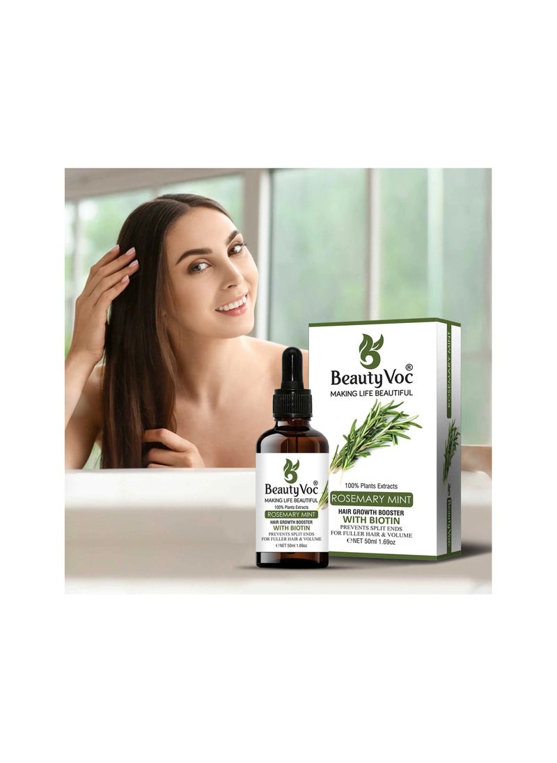 BEAUTY VOC - Rosemary and Mint Oil with Biotin encourage hair growth, fortifies hair strands, diminishes breakage and fosters a vibrant, healthy appearance, 50ml - Image 1