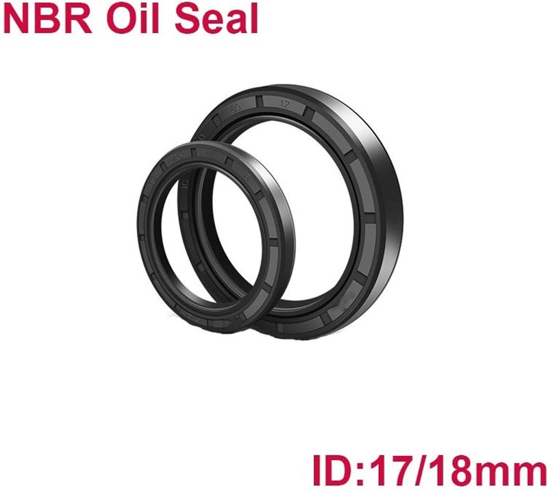 oil seal lip seal, 5pcs NBR TC Double Lip Seals with Spring, Metal Skeleton, Nitrile Rubber Coating, Inner Diameter 17mm 18mm Gasket Lip(17X28X5 (5Pcs)) - Image 3