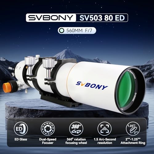 SVBONY SV503 Refractor Telescope, 80mm F7 Extra Low Dispersion Achromatic Refractor OTA, Dual-Speed Focuser, Telescope for Adults, for Astronomical Observation and Photography - Image 2