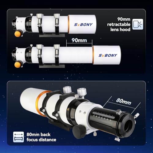 SVBONY SV503 Refractor Telescope, 80mm F7 Extra Low Dispersion Achromatic Refractor OTA, Dual-Speed Focuser, Telescope for Adults, for Astronomical Observation and Photography - Image 5