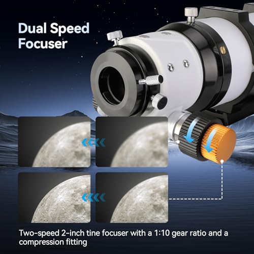 SVBONY SV503 Refractor Telescope, 80mm F7 Extra Low Dispersion Achromatic Refractor OTA, Dual-Speed Focuser, Telescope for Adults, for Astronomical Observation and Photography - Image 4