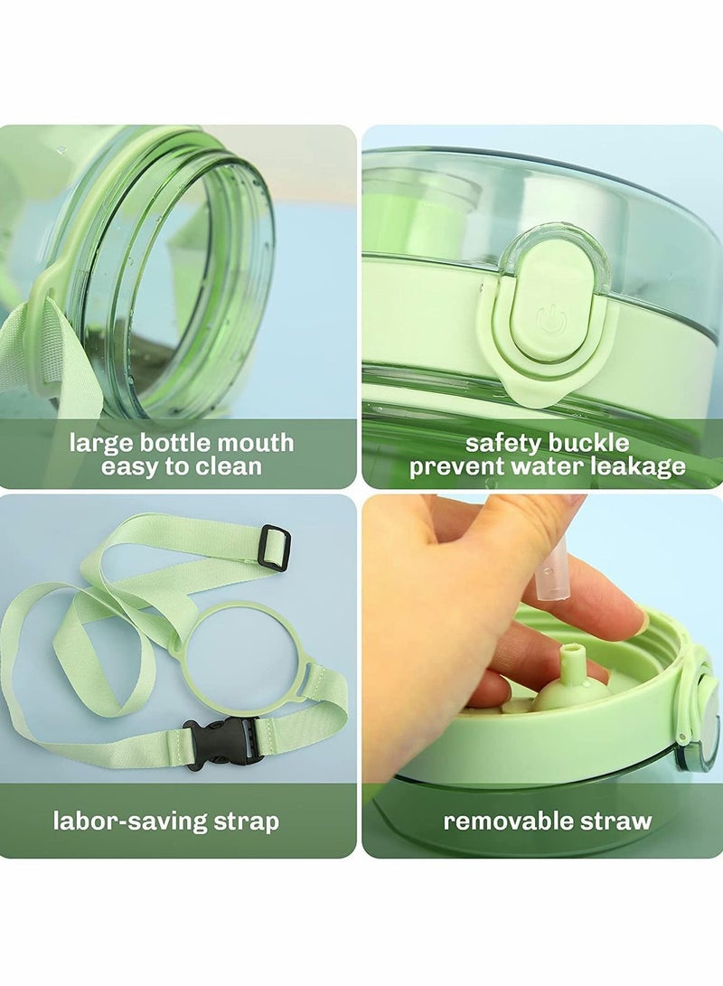 NIBEMINENT Water Bottle, Girls Drinking Bottle for School, Upgrade Aesthetic Bottles, Cute Bottles with Handle, Sports Camping Workouts Gym and Outdoor Activity (Green, 1300ML) - Image 4