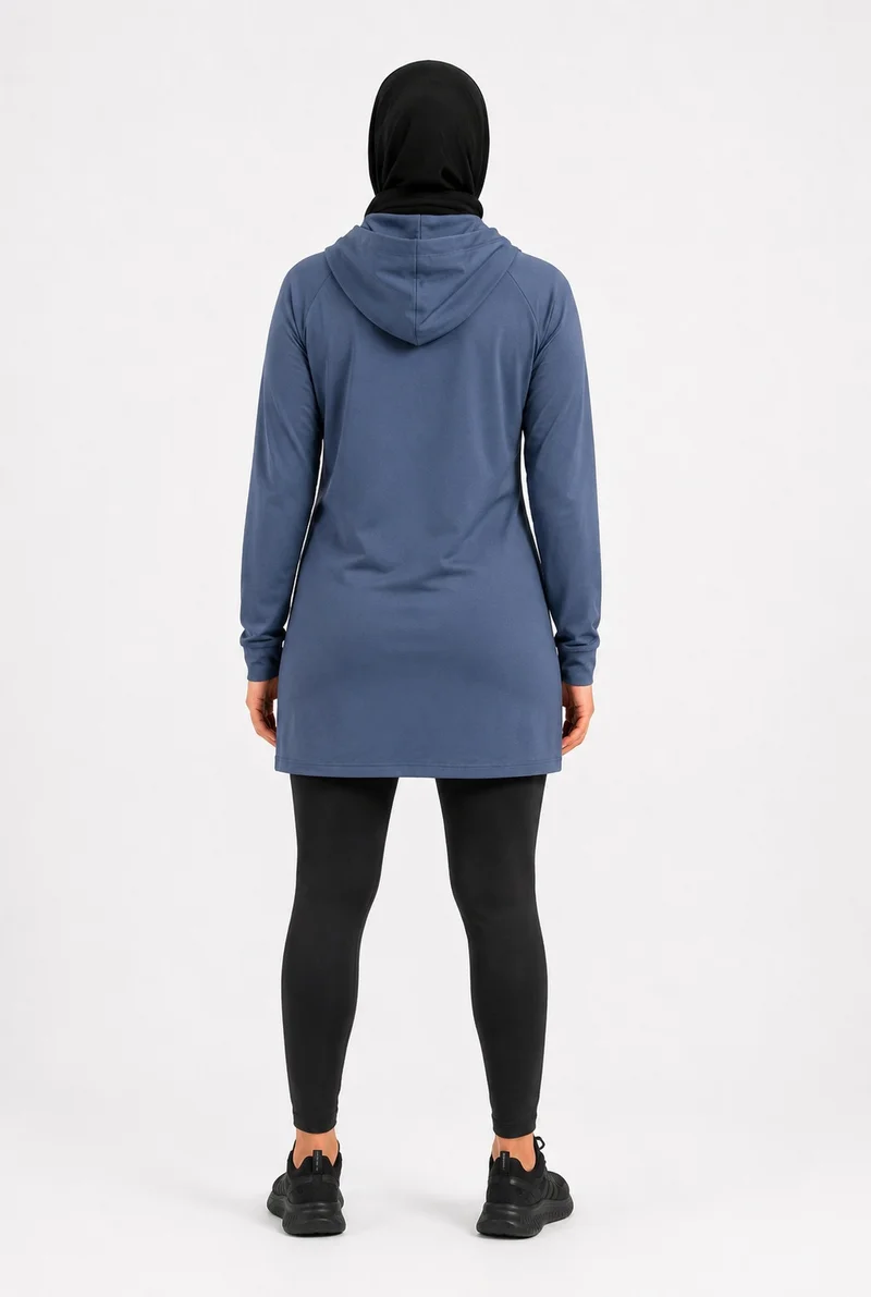 Moveletix Women's Training Top Lightweight with Hood Blue Soft