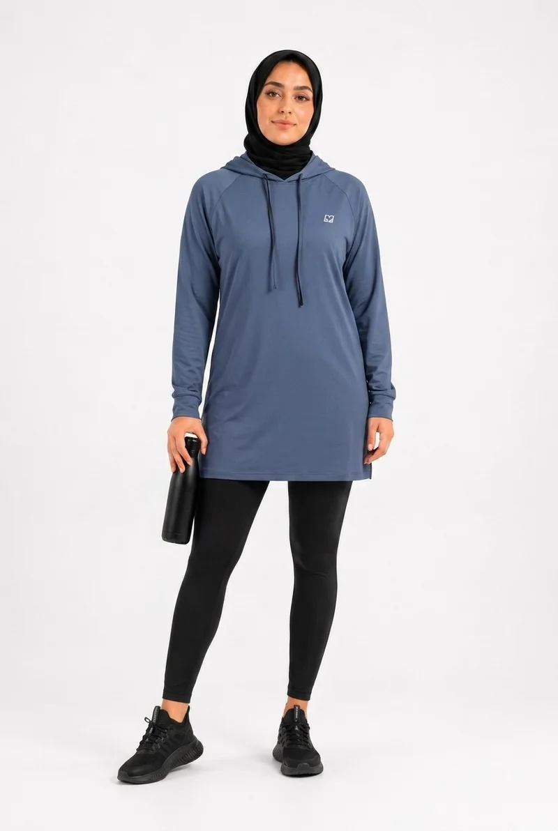 Moveletix Women's Training Top Lightweight with Hood Blue Soft