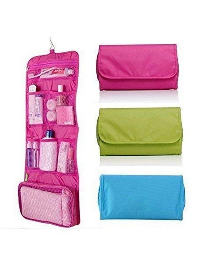 Wishbone Folding Hanging Travel Cosmetic Bag Makeup Organizer Case Pouch Toiletry Wall Hanging Dressing Kit Makeup Organizer Multi Utility Kit - Image 1