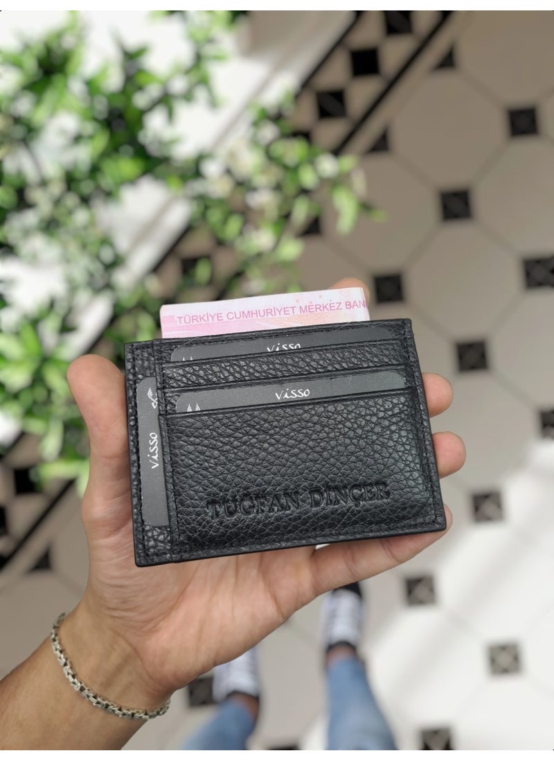 VISSO - 606 Genuine Leather Men's and Women's Leather Mini Credit Card Holder Leather Wallet Bag with Personalized Money Compartment - Image 1