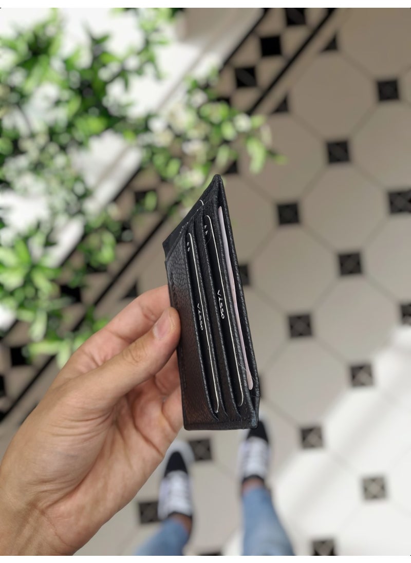 VISSO - 606 Genuine Leather Men's and Women's Leather Mini Credit Card Holder Leather Wallet Bag with Personalized Money Compartment - Image 1