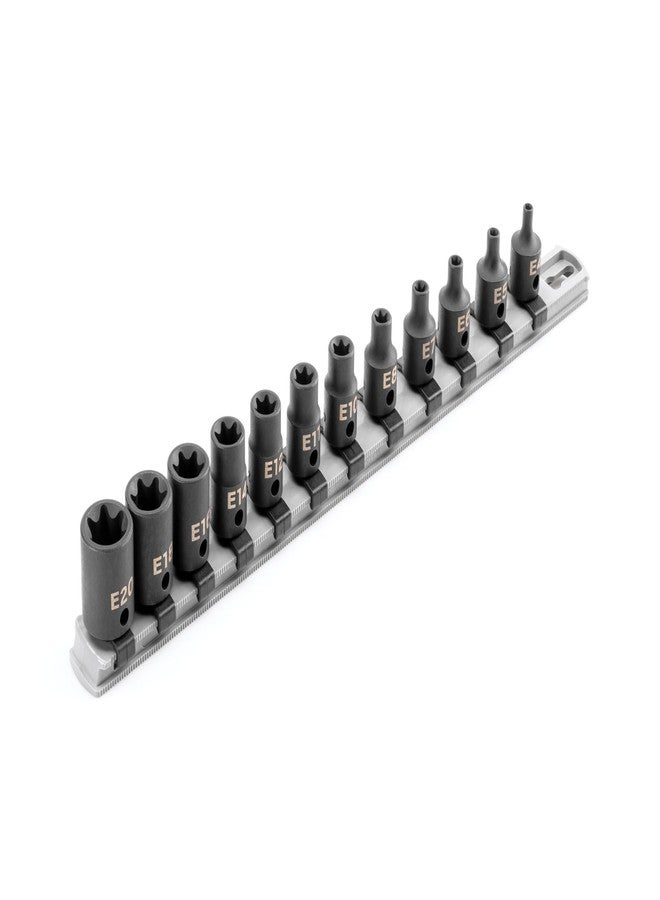 TEKTON 3/8 Inch Drive External Star Impact Socket Set with Rail, 12-Piece (E4-E20) | SID91116 - Image 1