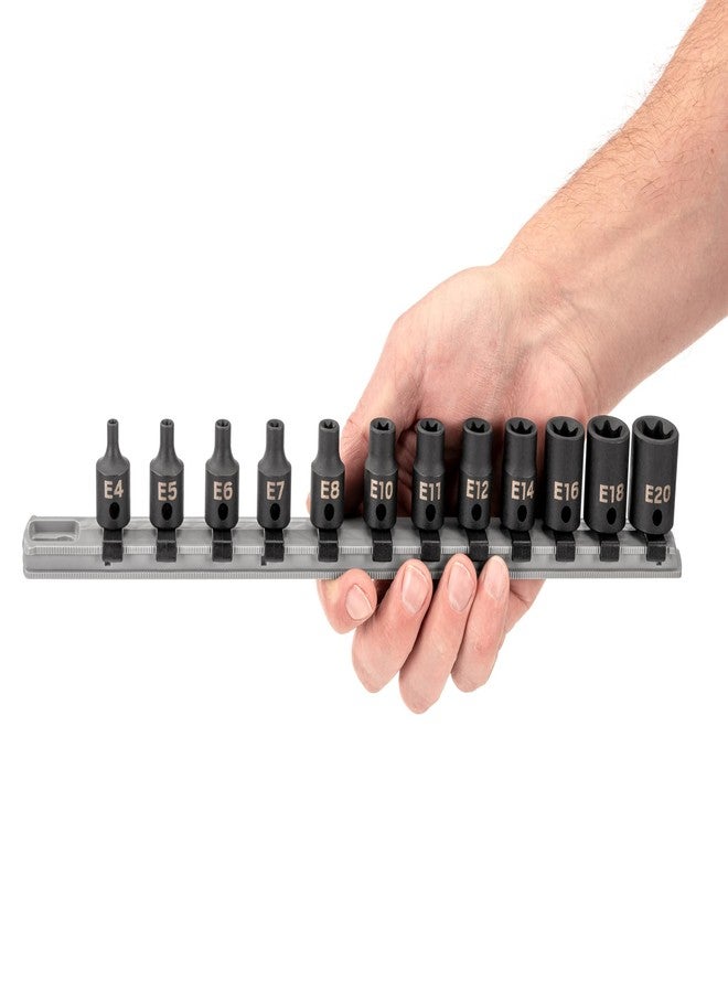 TEKTON 3/8 Inch Drive External Star Impact Socket Set with Rail, 12-Piece (E4-E20) | SID91116 - Image 3
