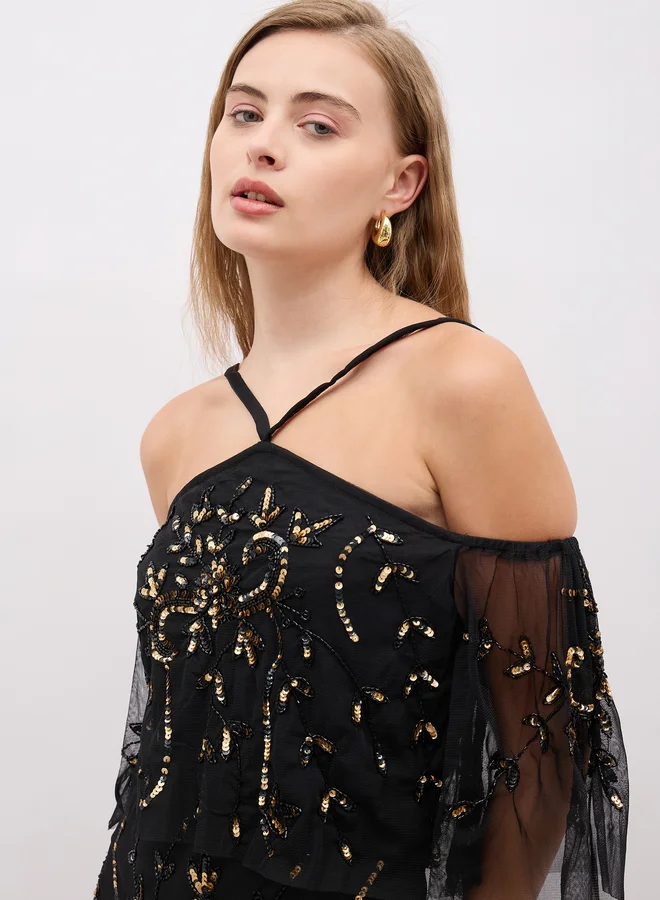 Styli Sequin Embellished Dress