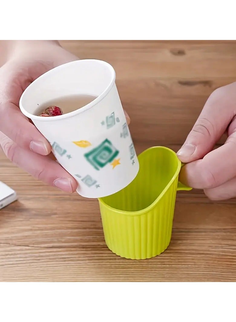 10 قطع من تصميم الموجة حامل كأس يمكن التخلص منه ، قاعدة كأس الشاي البلاستيكية السميكة المقاومة للحرارة ومقاومة للحرارة ، مناسبة للمنزل والمطعم وملحقات المشروبات الحزبية المكتبية ، حامل كأس المشروبات حامل كأس حيوي حامل كأس دائم ، ملحقات كأس (لون عشوائي) - Image 5