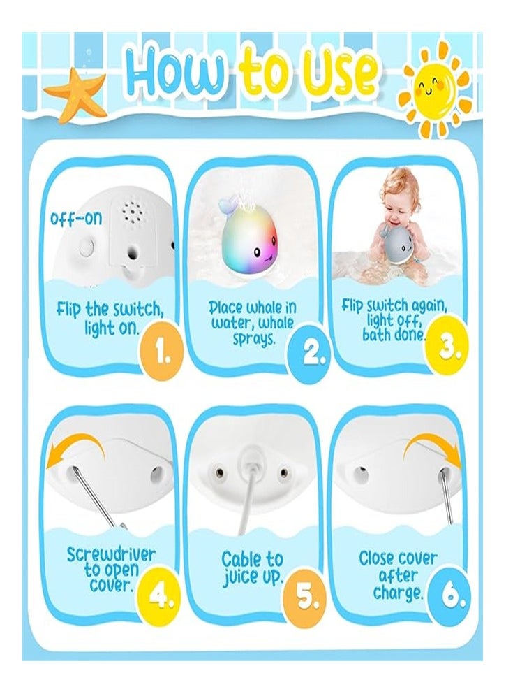 Goolsky - Goolsky Baby Whale Bath Toy Infant: Light Up Fountain 6-12 Months Old Bathtub 18-24 Swim Pool 3 4 5 7 8 9 10 15 Spray Sprinkler Tub  Toys toddlers 1 Girl Boys Birthday Shower Gifts Newborn Es - Image 1
