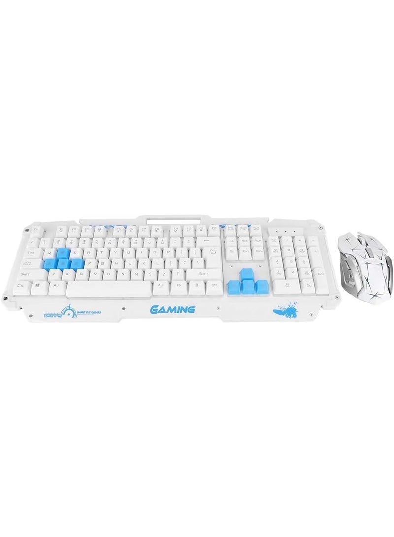 White Wireless Gaming Keyboard & Mouse Combo – Arabic & English Keyboard with Wireless Mouse - Image 1