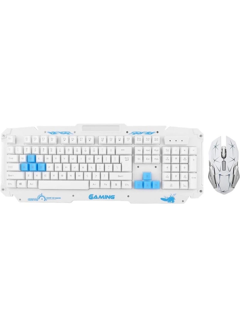 White Wireless Gaming Keyboard & Mouse Combo – Arabic & English Keyboard with Wireless Mouse - Image 4