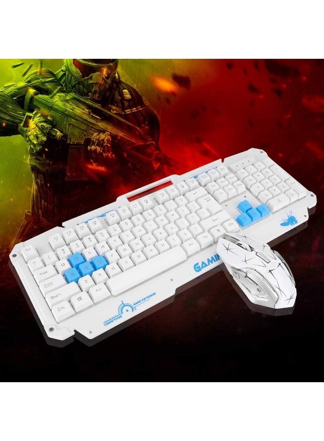 White Wireless Gaming Keyboard & Mouse Combo – Arabic & English Keyboard with Wireless Mouse - Image 5