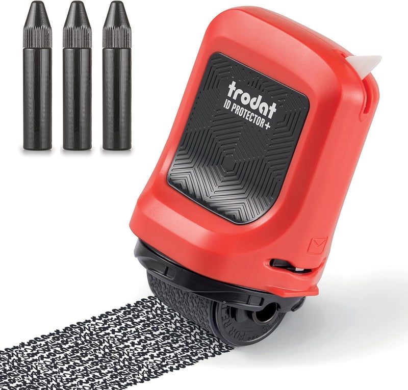ترودات Trodat ID Protector+ Ink Roller – ختم واقي من سرقة الهوية مع علبة مدمجة ومفتاح لفتح الرسائل (3 في 1)، يشمل 3 أنواع من الحبر القابل لإعادة التعبئة - Image 2