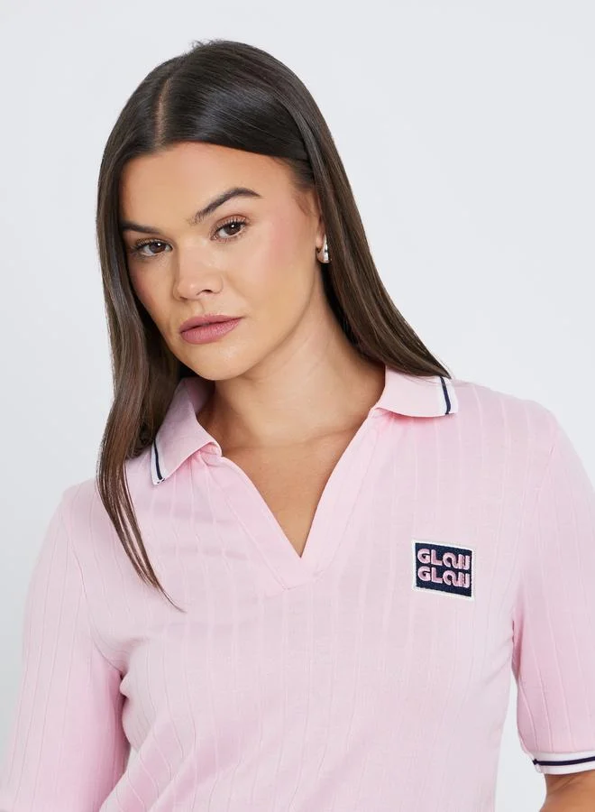 Styli Styli Women Pink Contrast Tipping Polo T-Shirt