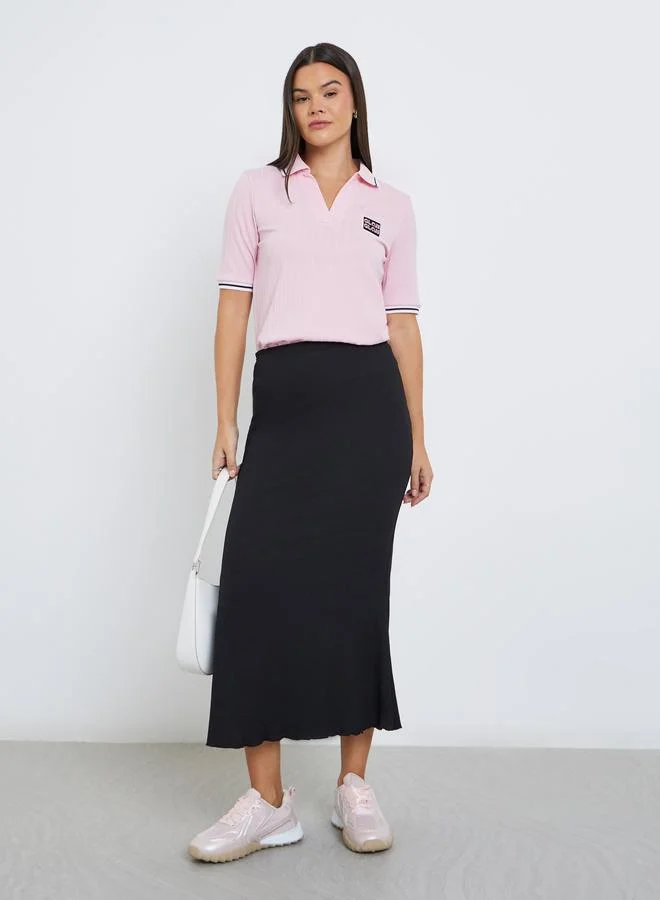 Styli Styli Women Pink Contrast Tipping Polo T-Shirt