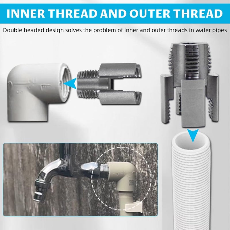 Serplex ® رأس خيوط الأنابيب لآلة الحفر الكهربائية 2 في 1 أداة متكاملة داخلية وخارجية مع عمود سداسي عالمي 1/4 بوصة خيوط 3 قطع - Image 3