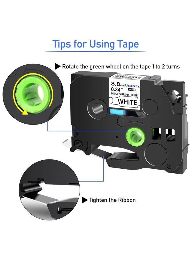 SuperInk USUPERINK 5 PK Compatible for Brother Ptouch HSe-221 HSe221 HS-221 HS221 8.8mm Black on White Heat Shrink Tube Label Tape use in PT-D210 PT-D400 PT-E300 PT-E500 PT-P750WVP Label Maker (0.34''x 4.92ft) - Image 4