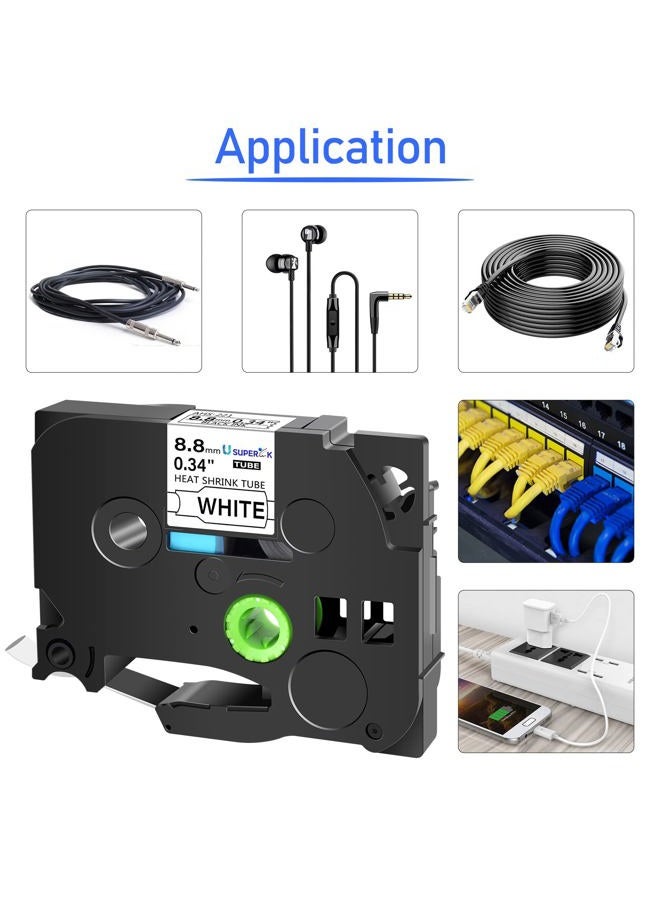 SuperInk USUPERINK 5 PK Compatible for Brother Ptouch HSe-221 HSe221 HS-221 HS221 8.8mm Black on White Heat Shrink Tube Label Tape use in PT-D210 PT-D400 PT-E300 PT-E500 PT-P750WVP Label Maker (0.34''x 4.92ft) - Image 5
