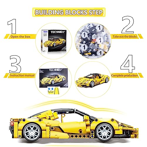 SIENON Technic Super Sports Car Building Kit Pull Back Race Car Toy Racing Vehicle Collectible Model Supercar Building Construction Toys for Kids Girls Boys Age 6 391 Pcs - Image 5