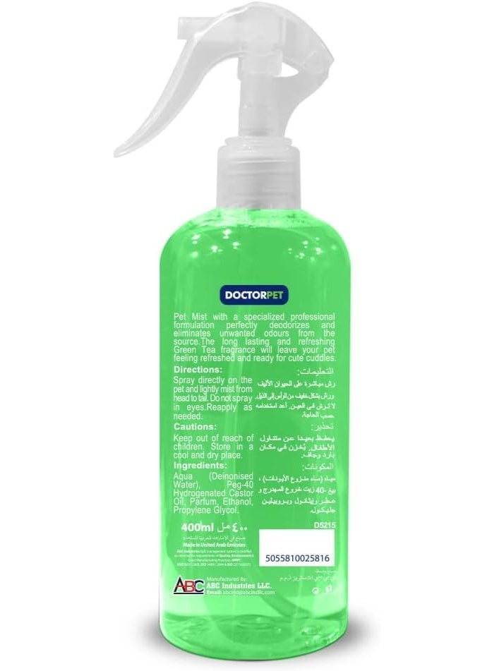 Doctor Pet DoctorPet Pet Mist Odor Eliminator for Dogs & Cats, Green Tea Scent, 400ml - Image 2