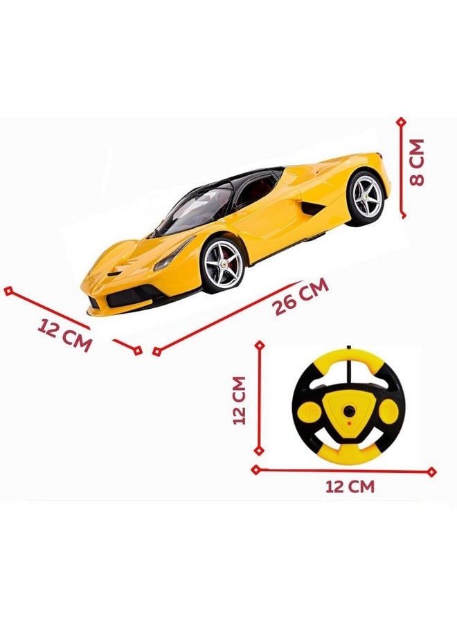 Famous Quality FAMOUS QUALITY Big Size Remote Controlled Sports Racer Car Toy for Kids with Openable Doors and LED Lights and Sound High Speed RC Car (Yellow)  - Image 4