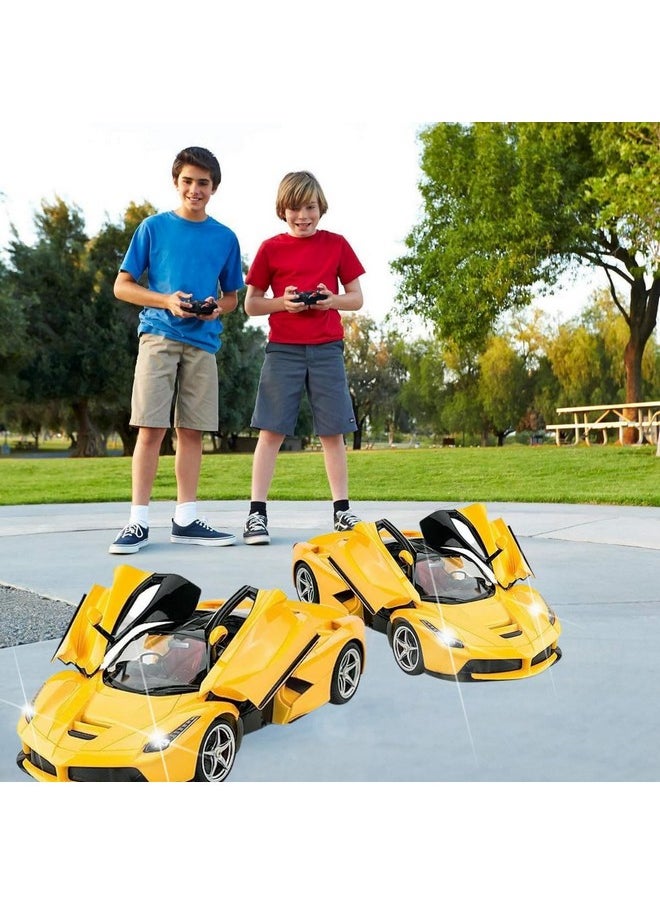 Famous Quality FAMOUS QUALITY Big Size Remote Controlled Sports Racer Car Toy for Kids with Openable Doors and LED Lights and Sound High Speed RC Car (Yellow)  - Image 5