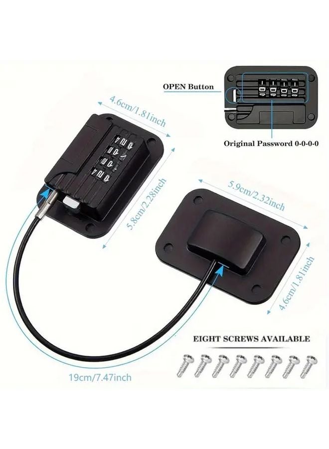 Black Refrigerator Cabinet Door Locks Password Secure Steel Cable No Holes Required - Image 5