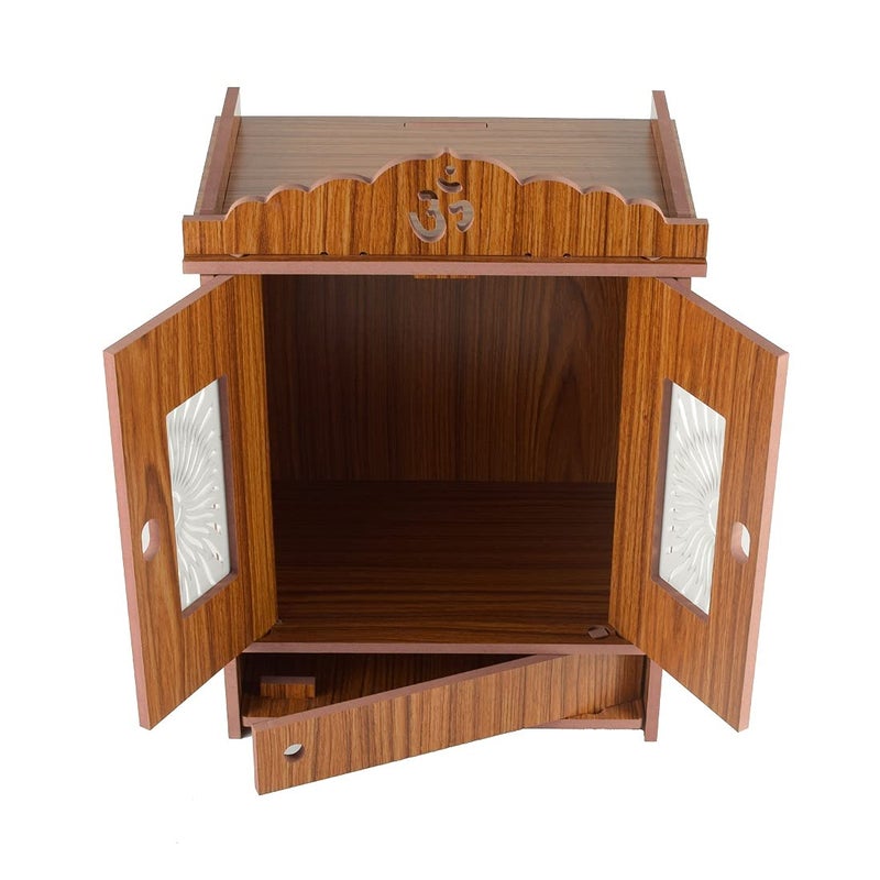 Lyrics إنشاء كلمات معبد خشبي جميل من MDF معلق على الحائط وطاولة معبد منزلي ديكور منزلي معبد خشبي جميل بني داكن 432319 سم مارون - Image 4