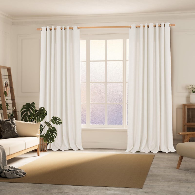 BGment Ivory Linen Curtains 84 Inches Long  Burlap Textured Thick Light Filtering Window Drapes for Living Room  Set of 2 Panels  Each 52 Inch Wide - Image 2