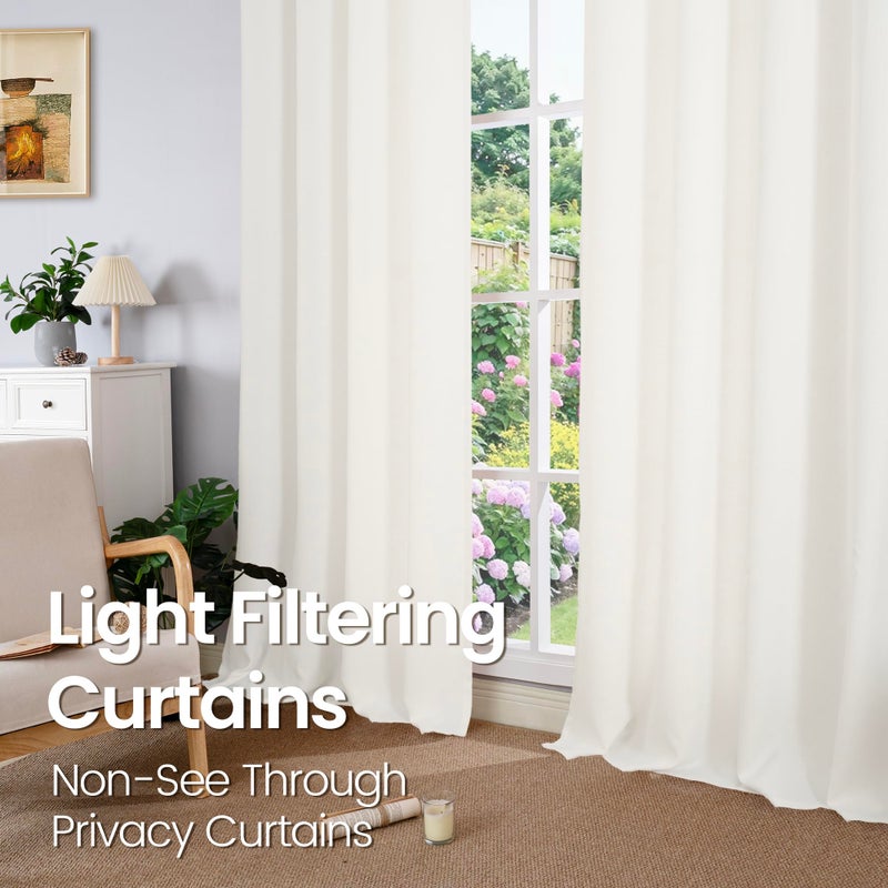 BGment Ivory Linen Curtains 84 Inches Long  Burlap Textured Thick Light Filtering Window Drapes for Living Room  Set of 2 Panels  Each 52 Inch Wide - Image 3