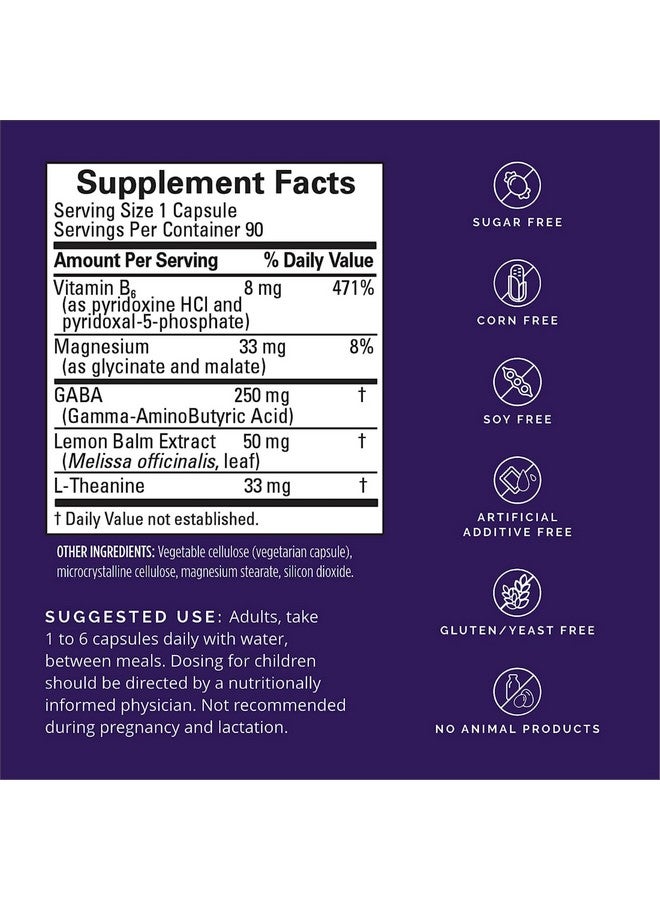 برينمد دكتور أمين براين إم دي - مكمل غذائي مهدئ من حمض جاما أمينو بوتاسيوم - 90 كبسولة، عبوة من قطعتين - يعزز الاسترخاء - يحتوي على المغنيسيوم وفيتامين ب6 وبلسم الليمون - 180 جرعة إجمالية - Image 2