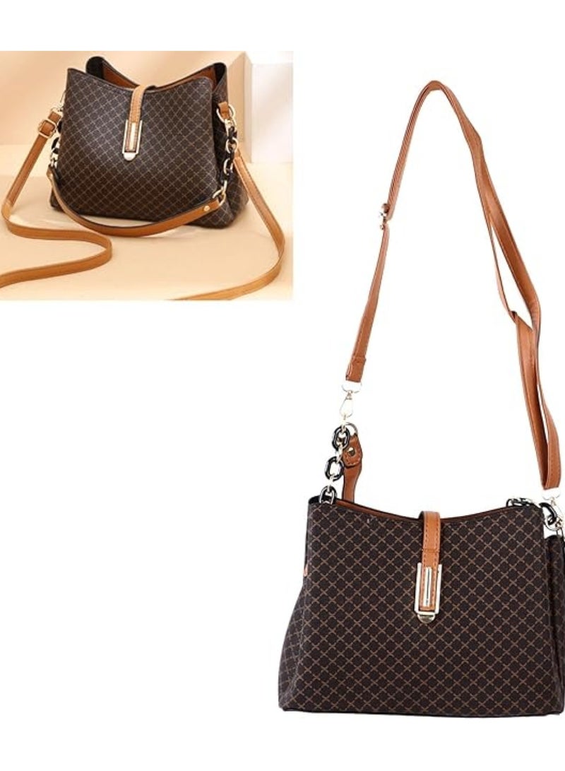 هويتك حقيبة كتف أنيقة مستوحاة من المصمم للنساء، حقيبة يد فاخرة منقوشة بحزام قابل للتعديل 26 × 12 × 19 - Image 3