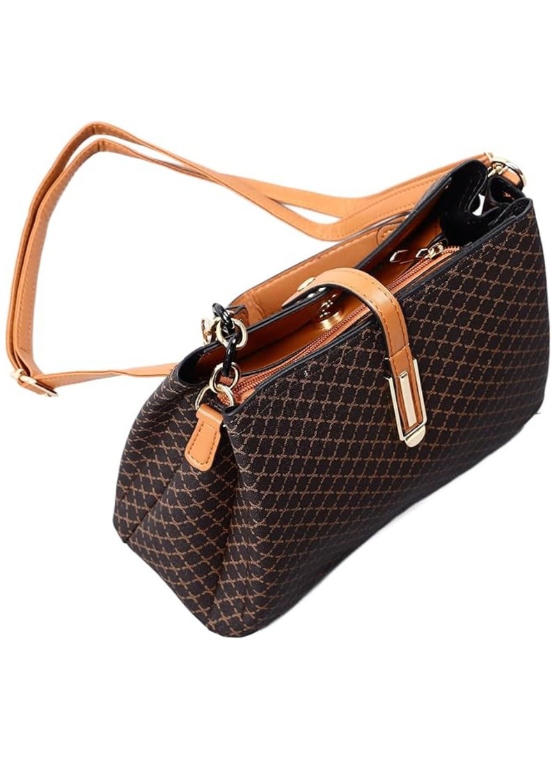 هويتك حقيبة كتف أنيقة مستوحاة من المصمم للنساء، حقيبة يد فاخرة منقوشة بحزام قابل للتعديل 26 × 12 × 19 - Image 2