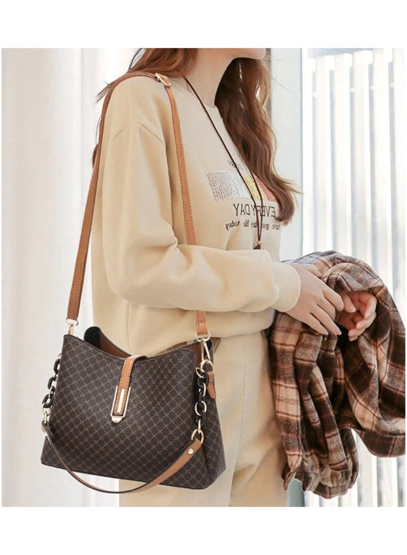 هويتك حقيبة كتف أنيقة مستوحاة من المصمم للنساء، حقيبة يد فاخرة منقوشة بحزام قابل للتعديل 26 × 12 × 19 - Image 5