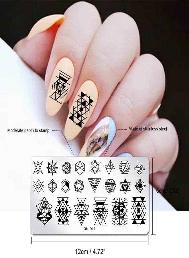 SILPECWEE 10pcs Nail Stamping Plates Nail Stamp Kit Geometry Designs Nail Art Stencil Nail Plate Template Nail Art Accessories for DIY & Salon - Image 3