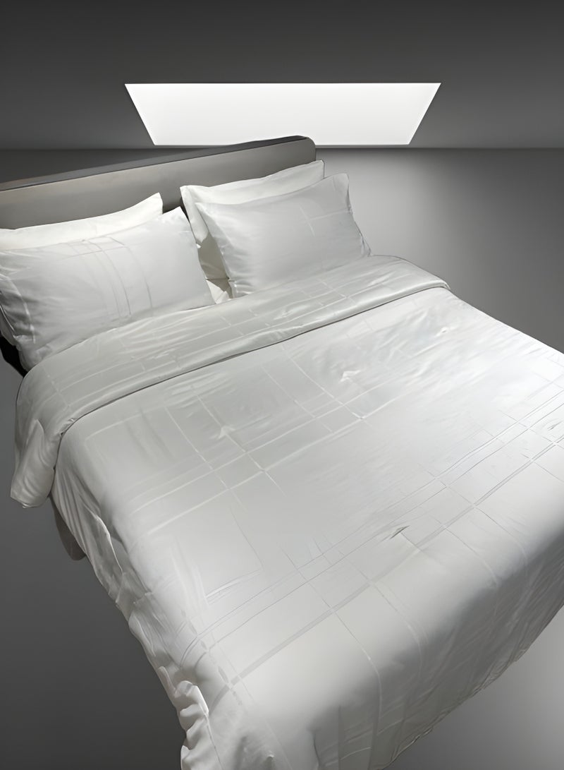 HOMETOPIA Hometopia 6-Piece King Size White Comforter Set – Premium Satin-Finish Quilt 230×260 cm with Fitted Sheet & 4 Pillow Covers – Soft, Breathable, Hypoallergenic Bedding – Elegant Minimalist Design for Home & Hotel Use  - Image 1
