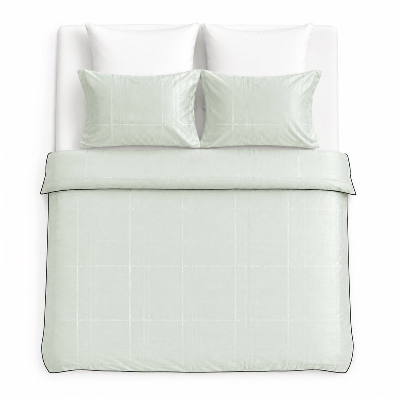 HOMETOPIA Luxury Jacquard Comforter Set 6 PCS, Silk-Like Soft Bedding, Solid Color Elegant Design, King Size 264×229 cm, All-Season Hotel Style for AC Rooms - Image 2