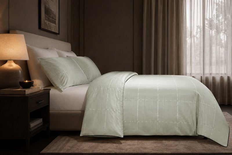 HOMETOPIA Luxury Jacquard Comforter Set 6 PCS, Silk-Like Soft Bedding, Solid Color Elegant Design, King Size 264×229 cm, All-Season Hotel Style for AC Rooms - Image 4