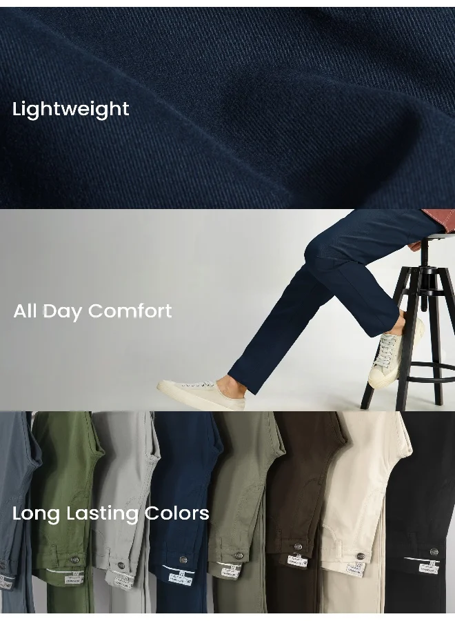 Beyoung BEYOUNG Casual Regular-fit Dark Blue Chino Pants for Men