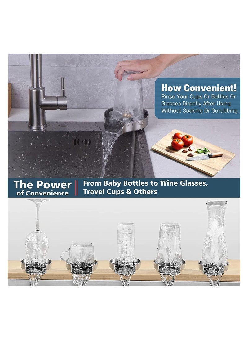 Generic - Kitchen Sink Glass Rinser, Faucet Glass Rinser for Kitchen Bar Sink Bottle Washer High Pressure Rinse Cup Cleaner Stainless Steel Brush Nickel Sinks Attachment Accessories - Image 1