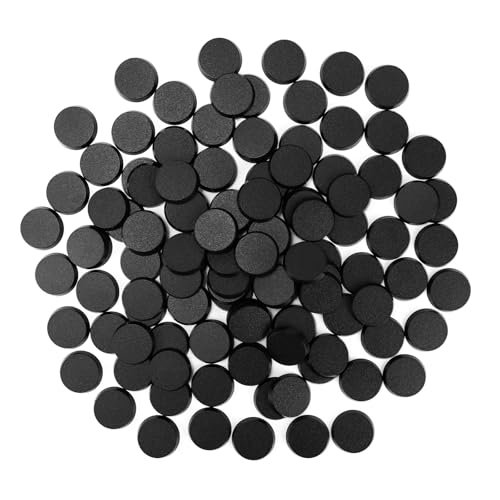 FIGURESLAB 100PCS 25mm098inch Textured Plastic Black Round Miniature Bases Model Base for Gaming Miniatures or Wargames Table Top Games - Image 1