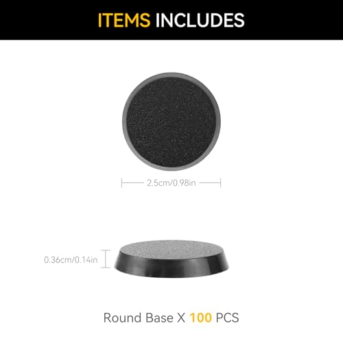 FIGURESLAB 100PCS 25mm098inch Textured Plastic Black Round Miniature Bases Model Base for Gaming Miniatures or Wargames Table Top Games - Image 5