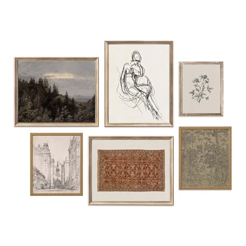 SHEWANT ART Vintage Eclectic Wall Art Prints Set of 6 Abstract Art Prints Retro Maximalist Decor Aesthetic Colorful Boho Gallery Wall Prints for Bedroom Dorm Unframed - Image 1