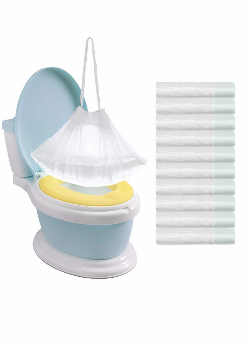 100 Disposable Potty Chair Liners with Drawstring Travel Toilet Seat Bags for Kids Toddlers Adults and Pets - Image 1
