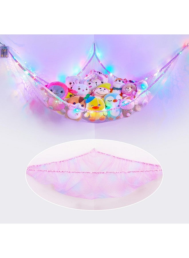Basumee Stuffed Animals Net Or Hammock With Led Light Hanging Toy Net Hammock For Stuffed Animals Storage Stuff Animals Hammocks For Nursery Kids Room With Remote Control 8 Kinds Of Lights(Pack Of 1) - Image 1